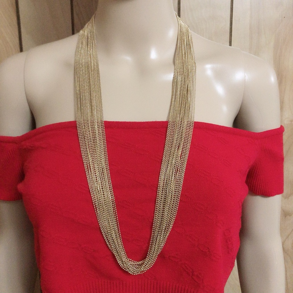 Long Beaded Necklace in Gold - Picture 2 of 4